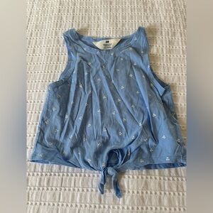 H&M Blue Tee with Small White Cherry Motif Size 6